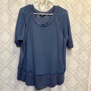 Blanc Noir Blue Waffle-Knit Tunic Top